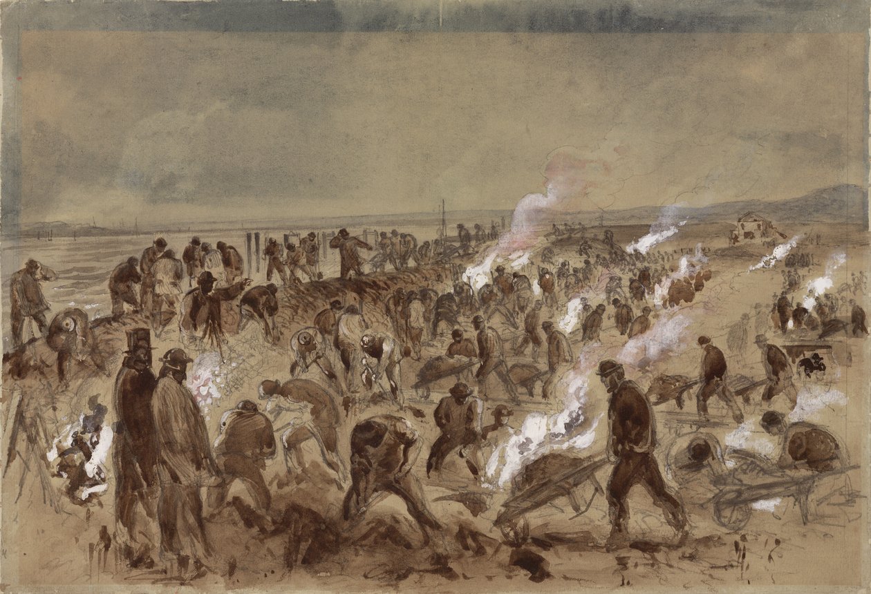 Telgraf kablosu döşeyen işçiler by Robert Dudley