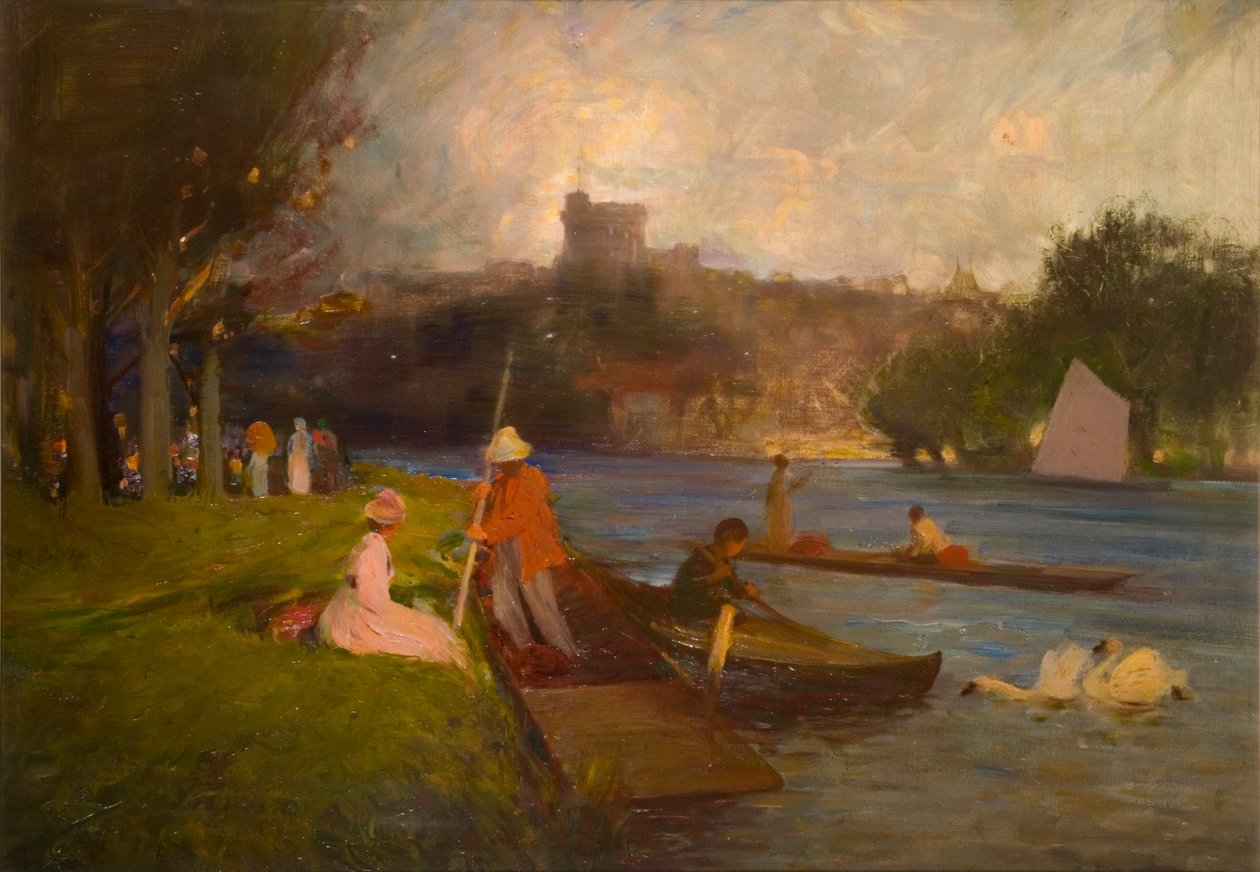 Windsor'daki Thames Nehri (gemide petrol) by Robert Ernest McEune