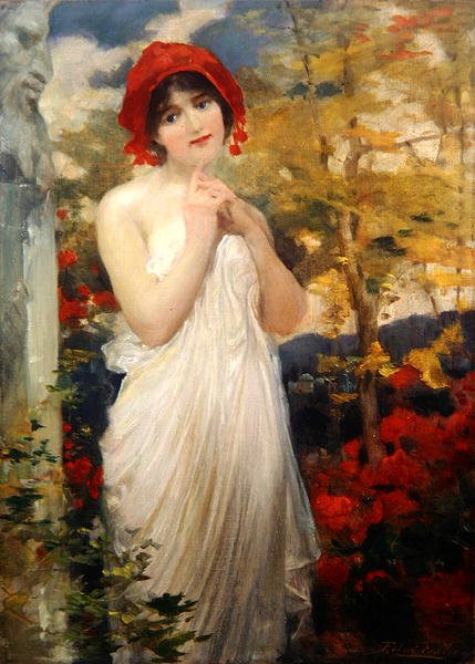 Gelincikli Kız (tuval üzerine yağlı boya) by Robert Fowler