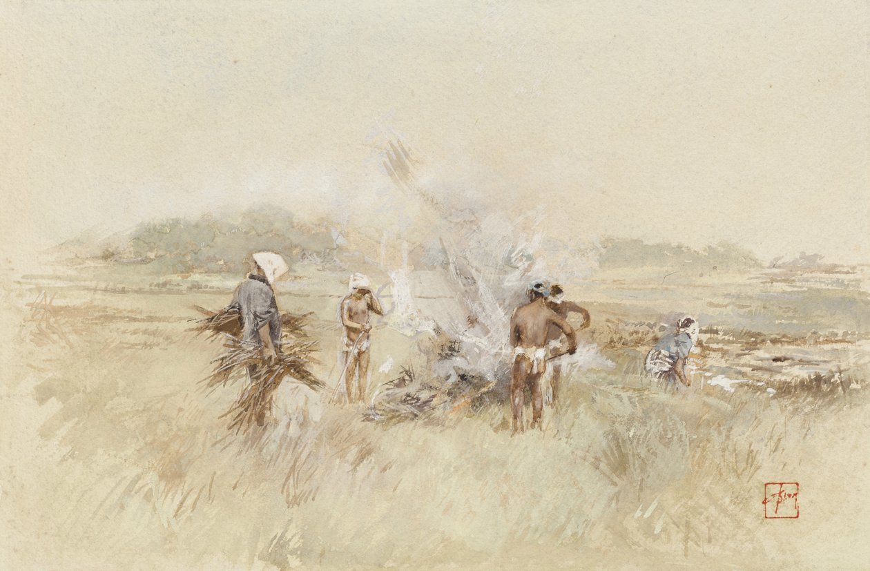 İş Başında Yanan Yangınlarda Fırça Yığma, 1867-1903 by Robert Frederick Blum