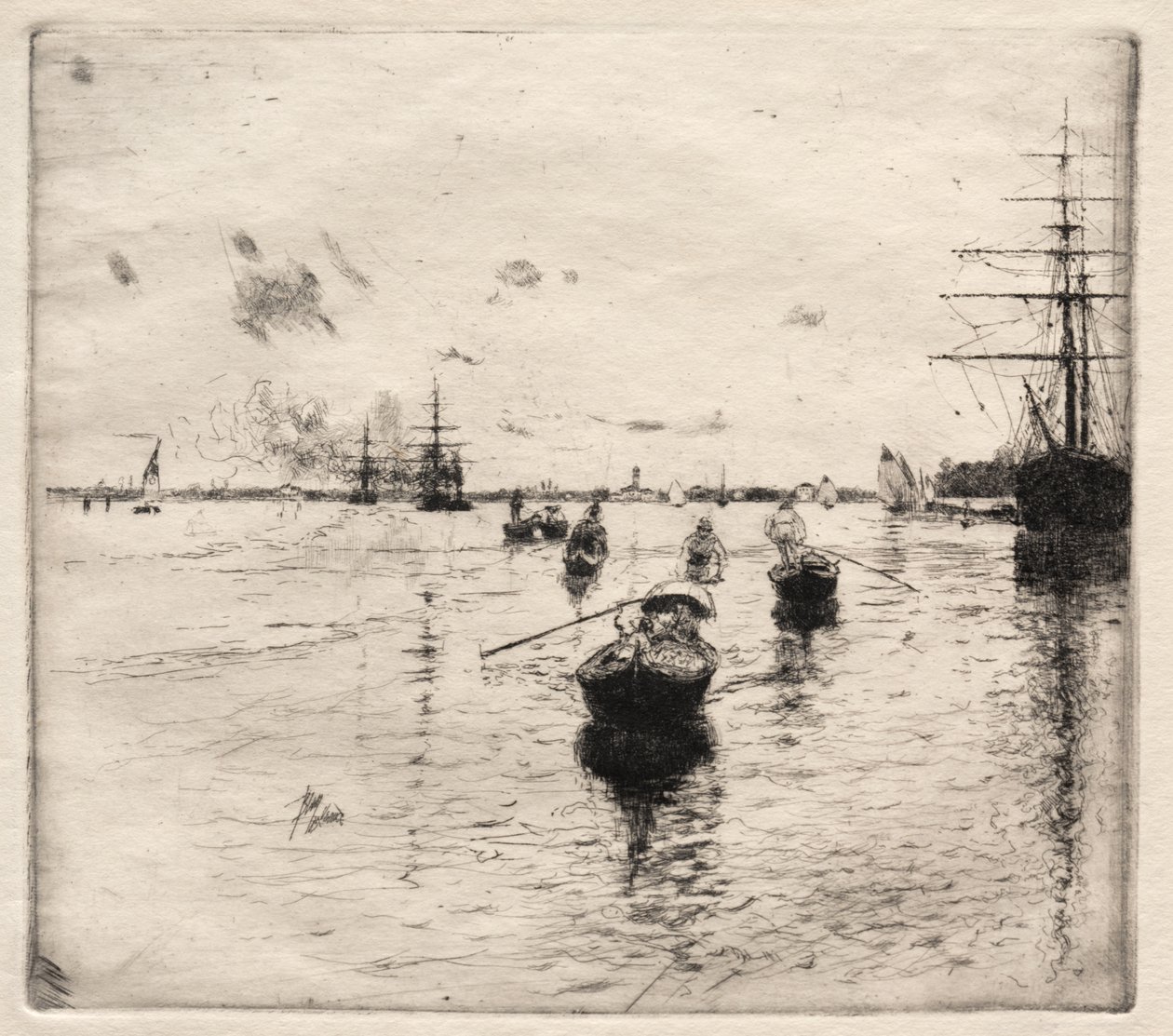 Vapurlu ve Gondollu Lagün, 1885. by Robert Frederick Blum