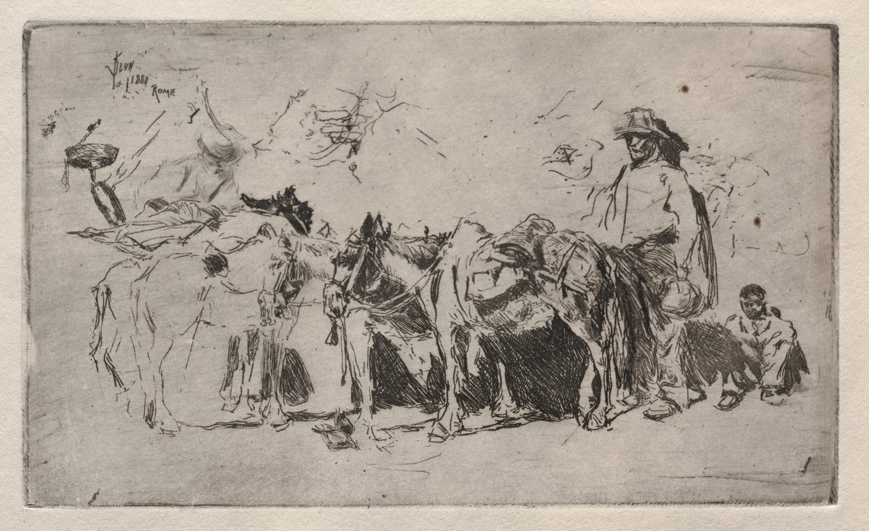 Erkekler ve Eşekler, Roma, 1880. by Robert Frederick Blum