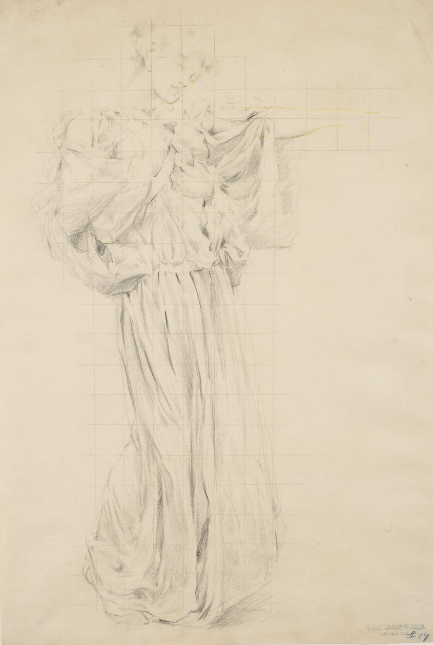 Moods to Music için Çalışma, 1893-95 (devetüyü dokuma kağıt üzerinde sarı kalemle grafit) by Robert Frederick Blum