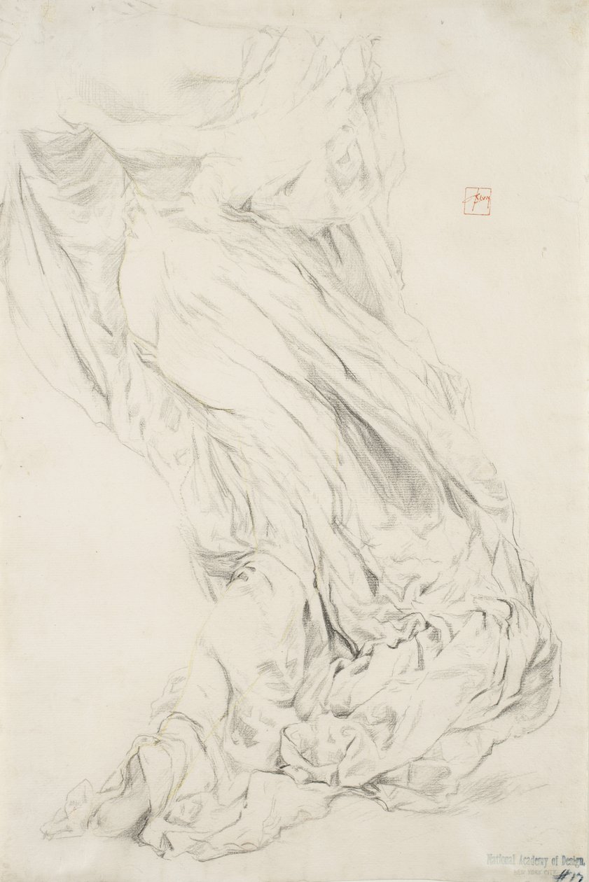 Moods to Music duvar resmi için perdelik çalışması, 1893-95 (kremalı kağıt üzerine sarı kalemle grafit) by Robert Frederick Blum