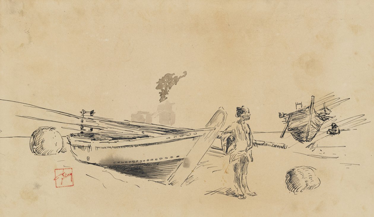 Kıyıda İki Japon Balıkçı Teknesi, 1867-1903 by Robert Frederick Blum