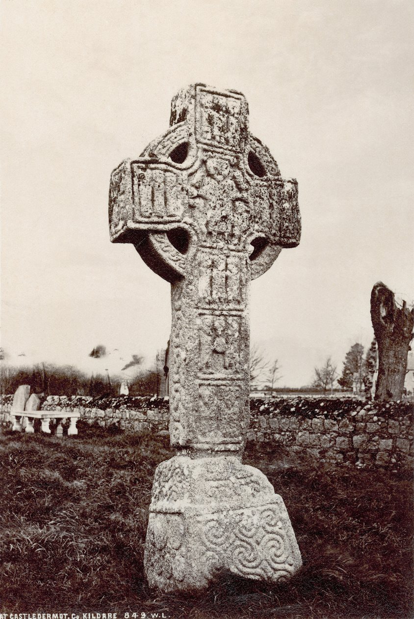 Castledermot, Co. Kildare, İrlanda'daki Kuzey Yüksek Haçı (sepya fotoğrafı) by Robert French