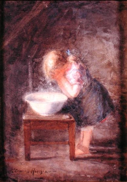 Sabah Yıkama, c.1900 (kağıt üzerine suluboya) by Robert Gemmell Hutchison