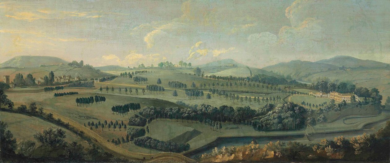 Gisburne Park, Yorkshire ve parkın bir görünümü by Robert Griffier