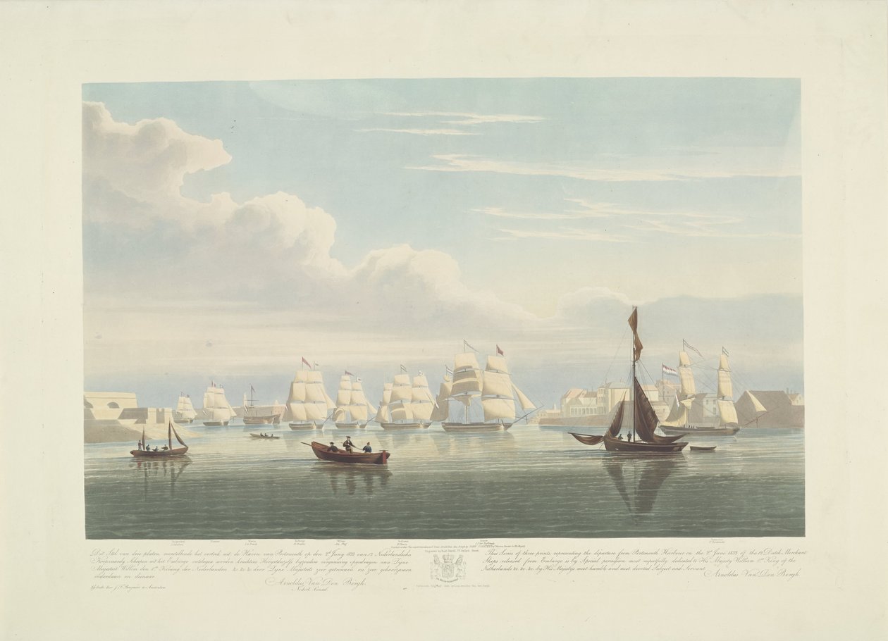 On İki Hollanda Ticaret Gemisinin Portsmouth Limanından Ayrılışı, 1833 (Levha 1) Ambargodan taburcu edilen 12 Nederlandsche Koopvaardy Gemisinin 2.d Haziran 1833