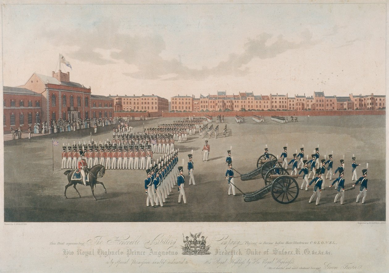 Onurlu Topçu Bölüğü Sahnesi, City Road, Finsbury, Islington, Londra, 1829 by Robert Havell