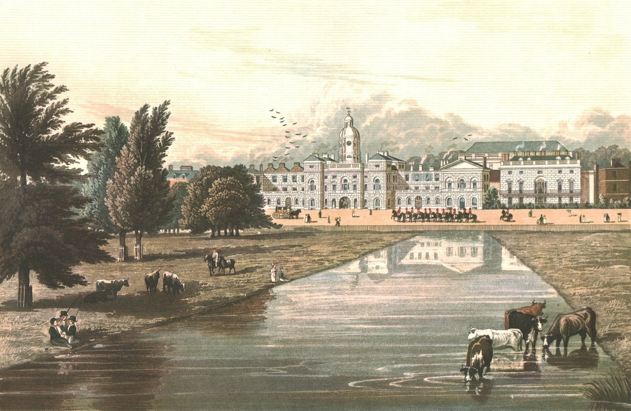 At Muhafızları ve Melbourne Evi, c1821 by Robert Havell