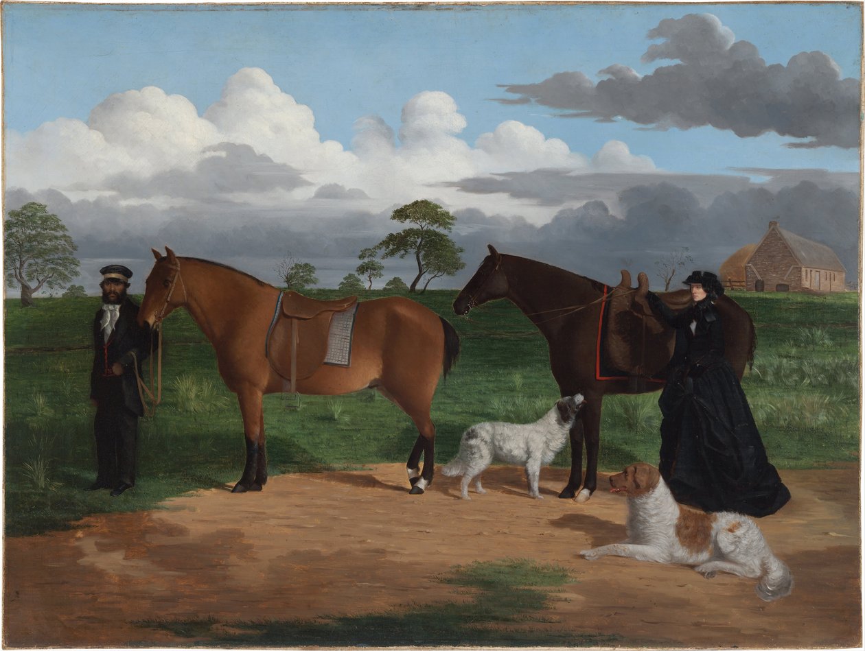 Bayan Adolphus, Siyah Jimmie ile Merrang İstasyonunda Yüzerken, 1856 by Robert Hawker Dowling