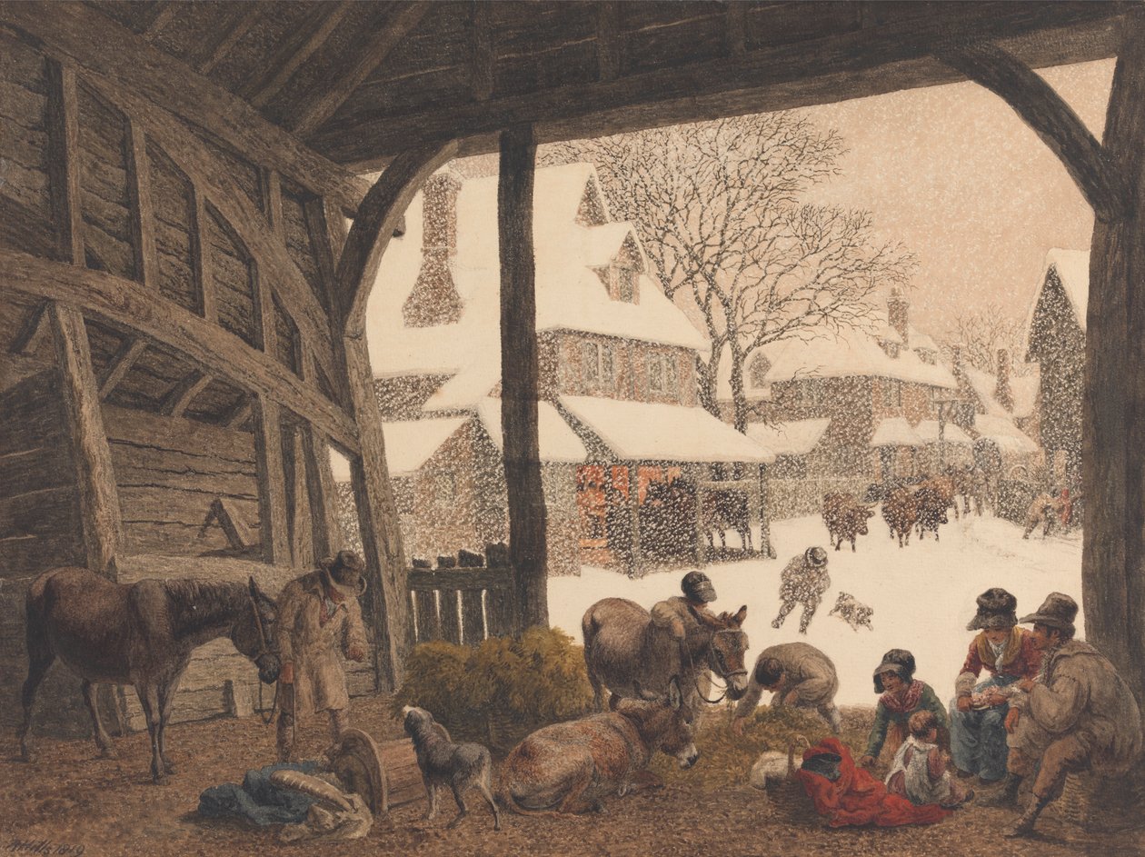 Bir Köy Kar Manzarası by Robert Hills
