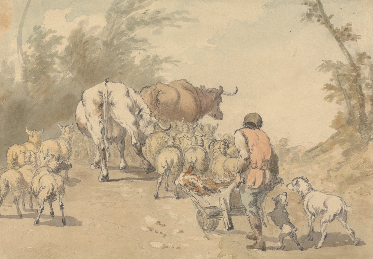Koyun ve İnek sürüsü by Robert Hills