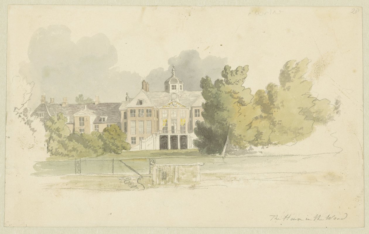 Aquatints serisi için Huis ten Bosch Tasarımlarının görünümü Flanders ve Hollanda'daki eskizler (seri başlığı) by Robert Hills