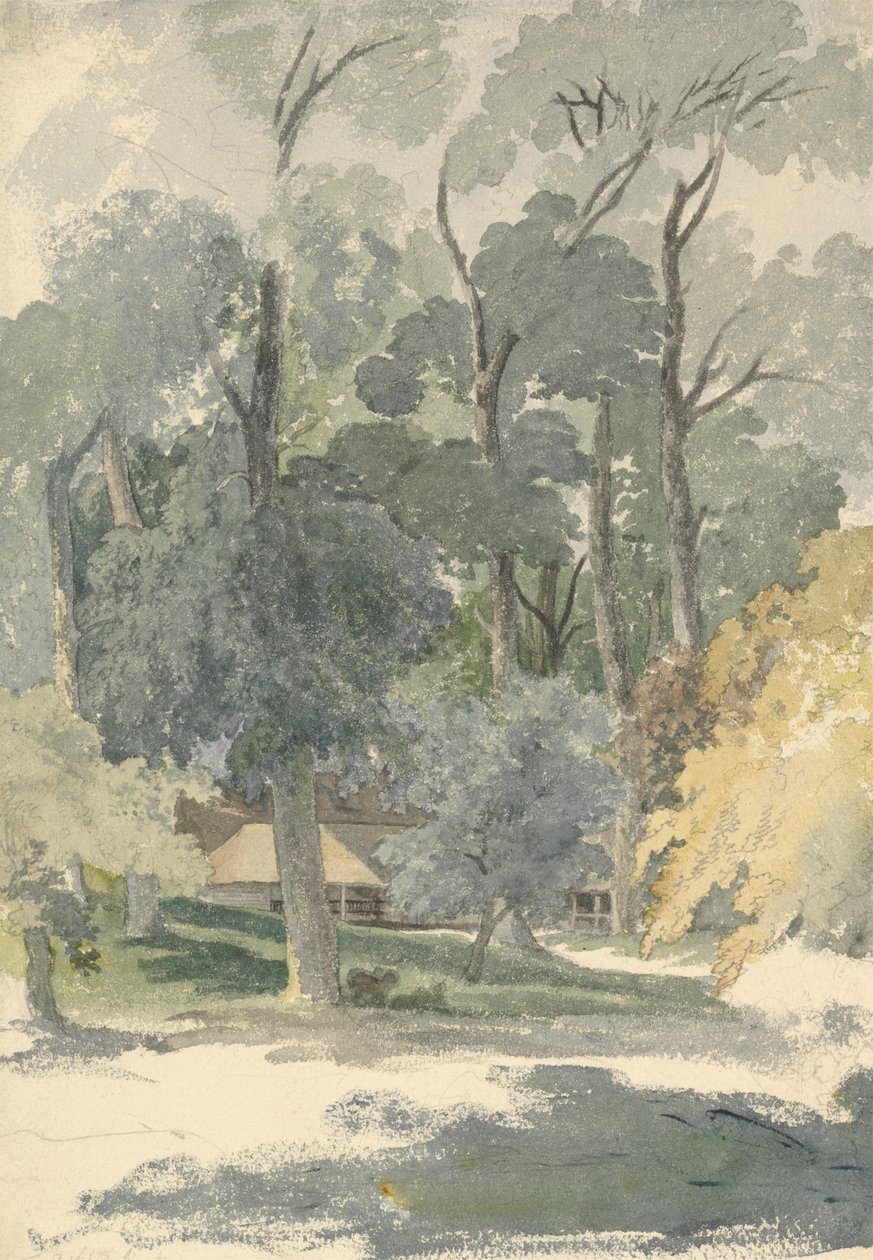 Ashstead Park, Surrey'deki Ağaçlar ve Ahırlar by Robert Hills