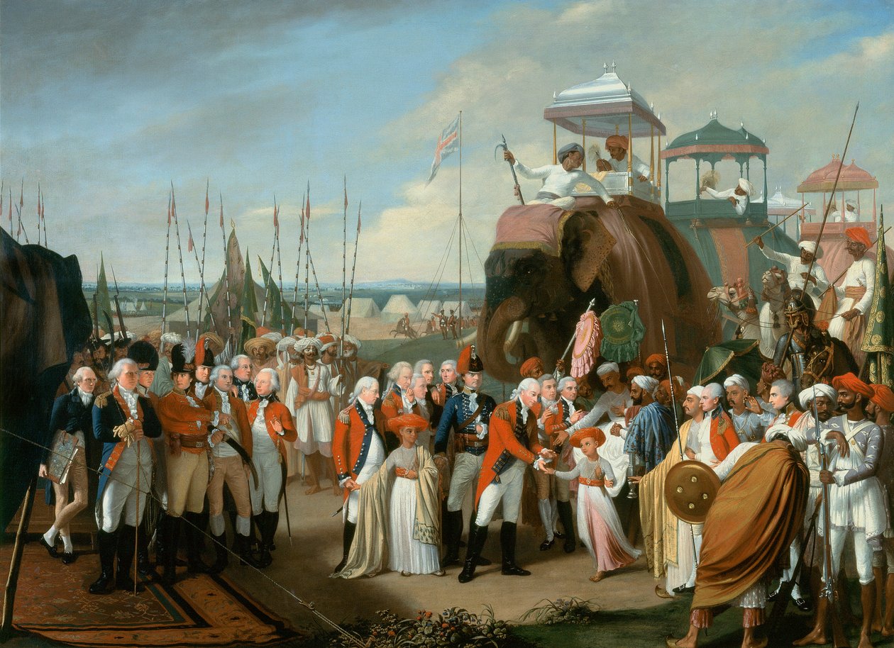 Mysor Rehine Prenslerinin Korgeneral Lord Cornwallis (1738-1805) tarafından kabulü c.1793 by Robert Home