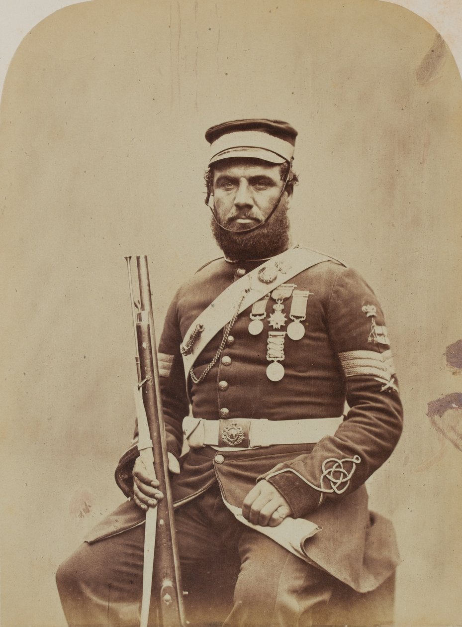 Renkli Çavuş J. Stanton, Royal Sappers and Miners, 1856 (sepya fotoğrafı) by Robert Howlett