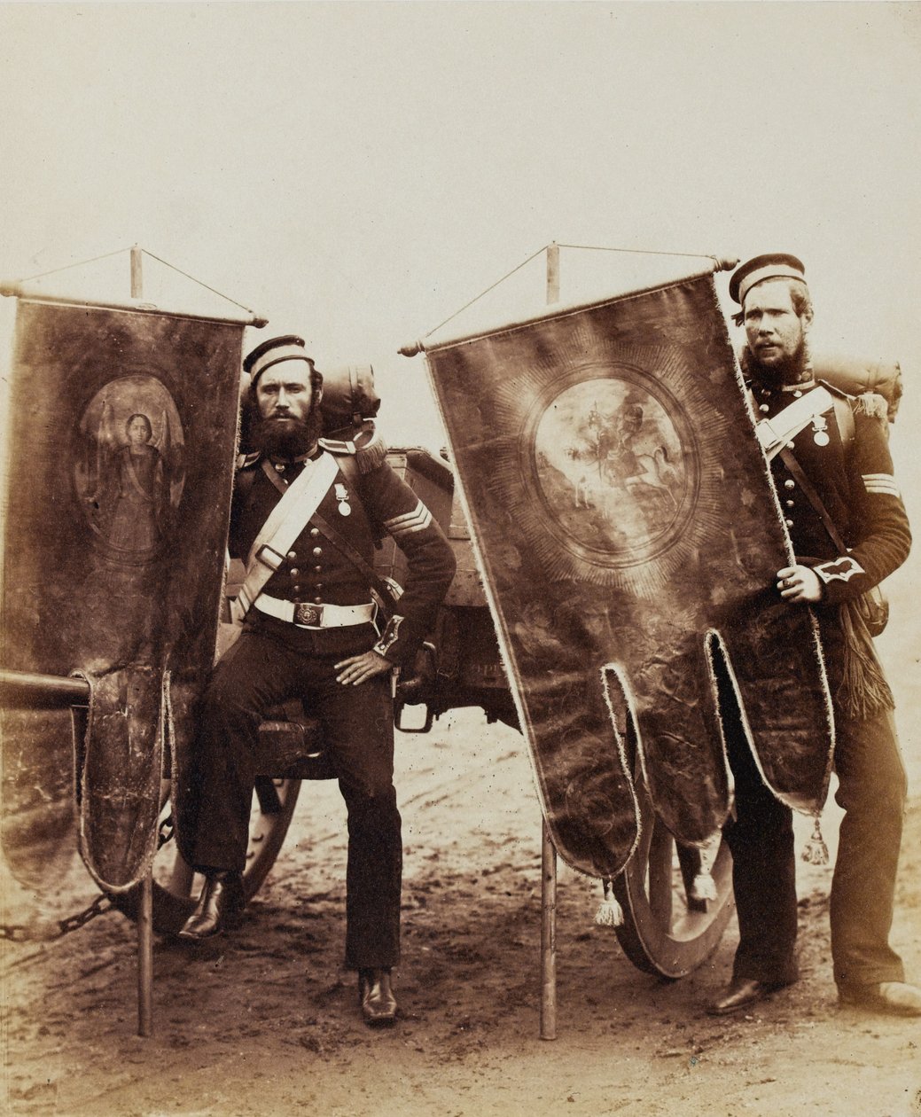 Company Sergeant Christy and Sergeant McGifford, Royal Artillery, 1856 (sepia photo) by Robert Howlett
