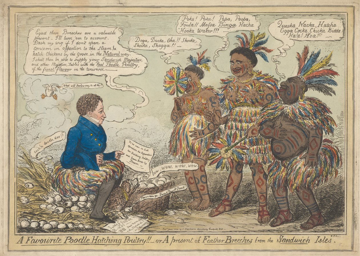 Favori Bir Kaniş Kuluçkalık Kümes Hayvanı!! - veya Sandviç Adalarından Bir Hediye Tüy Pantolon by Robert Isaac Cruikshank