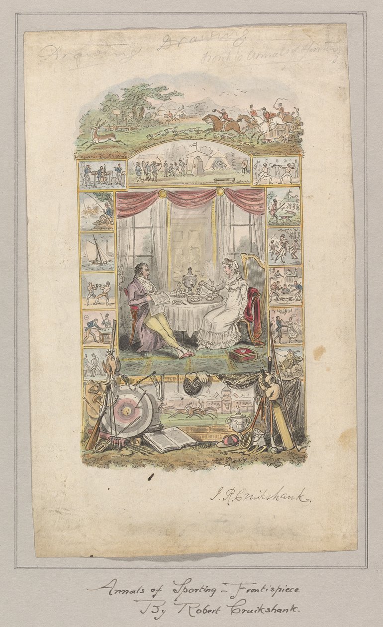 Annals of Sporting and Fancy Gazette Ön Parçası Tasarımı, Cilt 1 by Robert Isaac Cruikshank