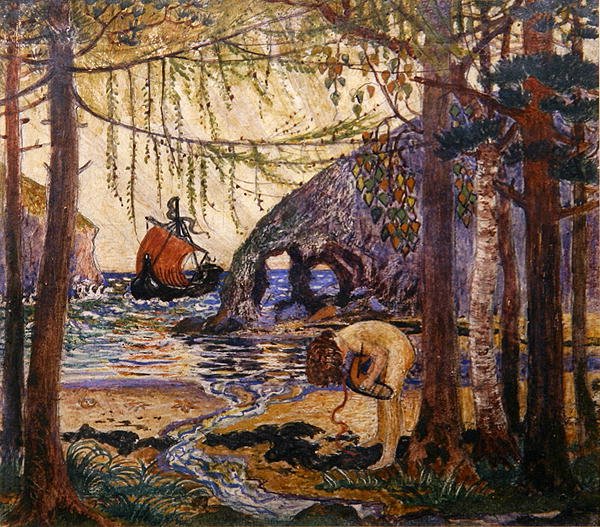 Dream Boat, c.1915 (kağıt üzerinde yağ ve tempera) by Robert James Enraght Moony