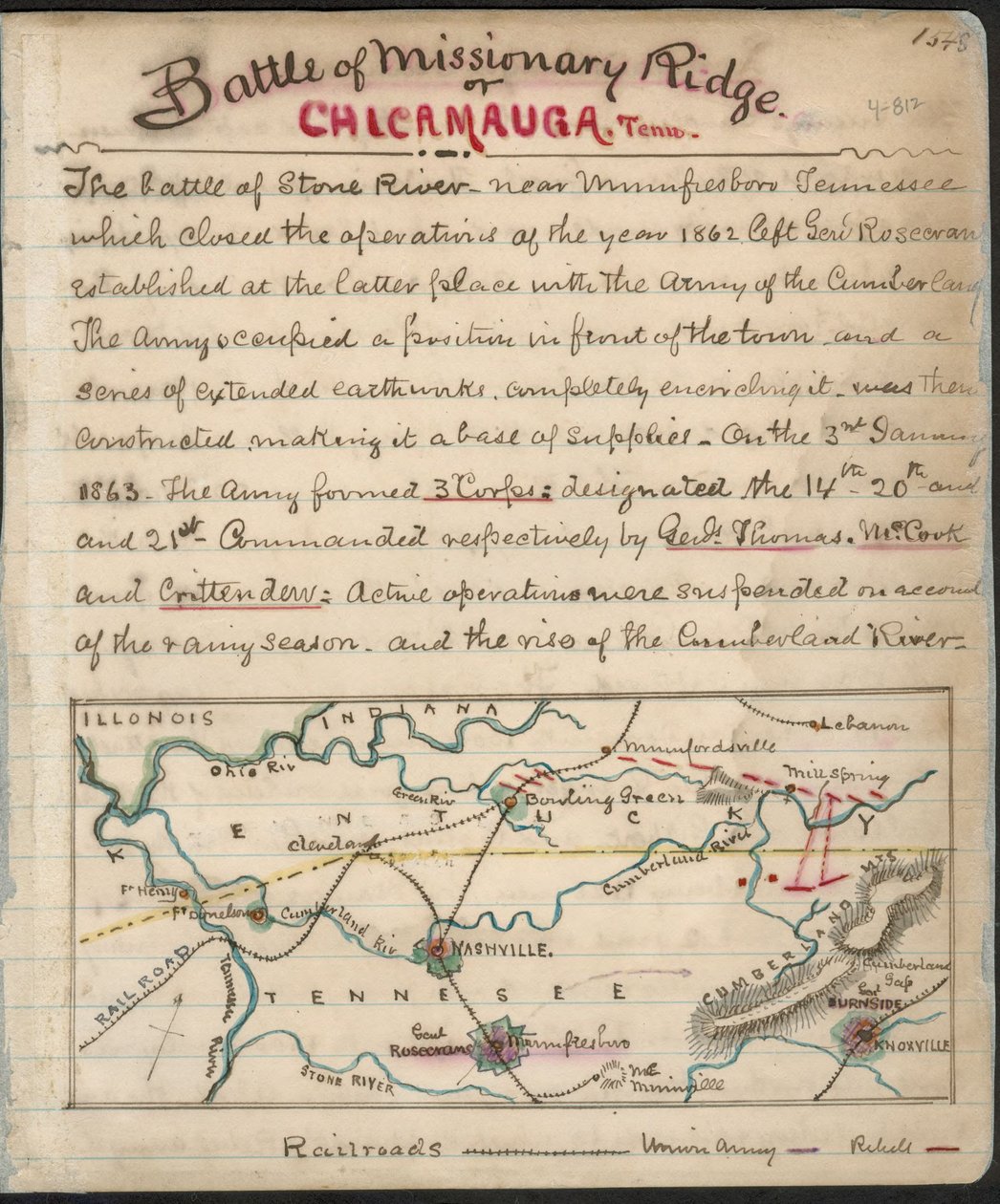 Missionary Ridge veya Chickamauga Savaşı, Tenn. LOC gvhs01.vhs00156 by Robert Knox Sneden