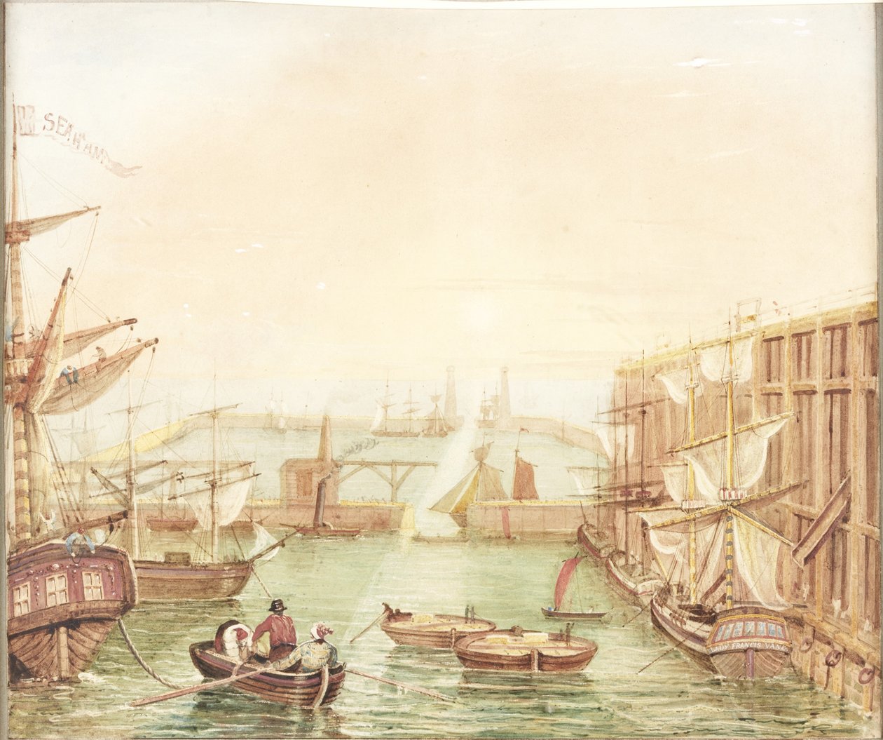 Seaham Harbour (kağıt üzerine suluboya, gövde rengi, kurşun kalem ve mürekkep) by Robert Mackreth