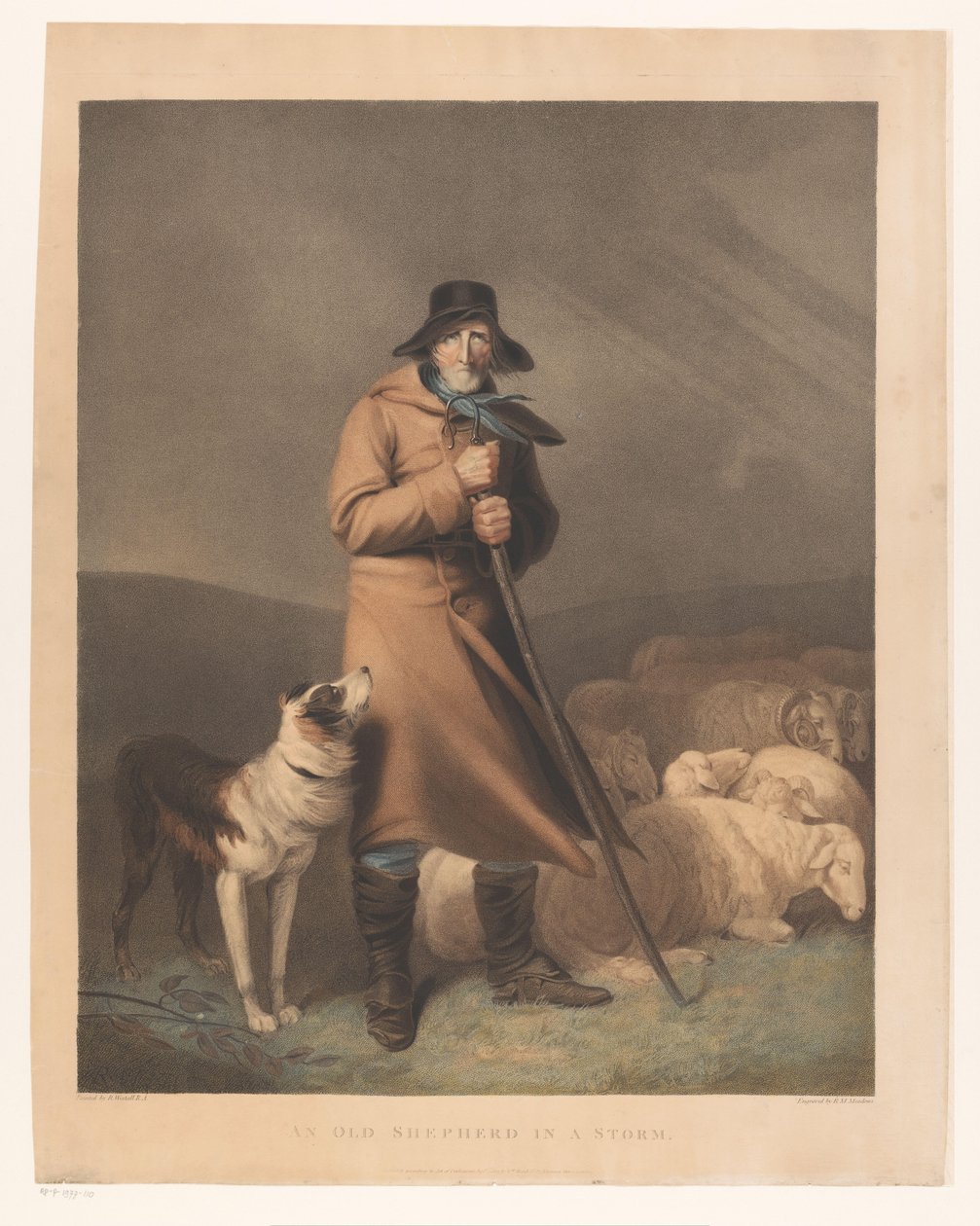 Köpeği ve koyunu ile çoban Fırtınada Yaşlı Bir Çoban (nesnedeki başlık) by Robert Mitchell Meadows