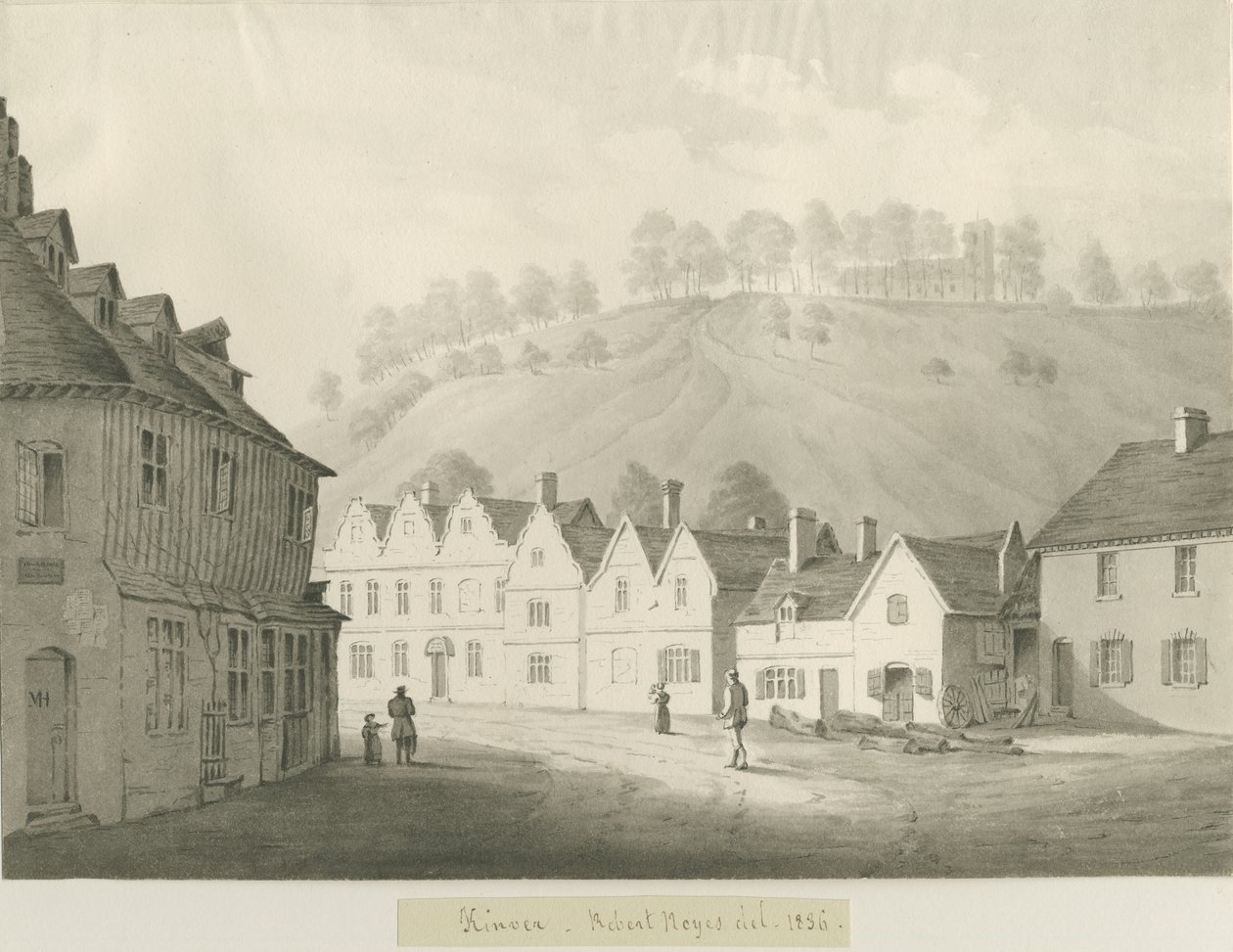 Kinver Kasabası: sepya çizimi, 1836 by Robert Noyes