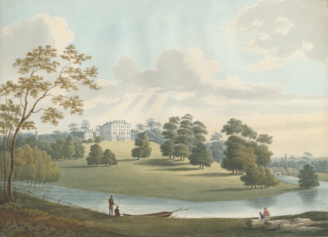 Pathshull House: sulu boya ve [1826] by Robert Noyes