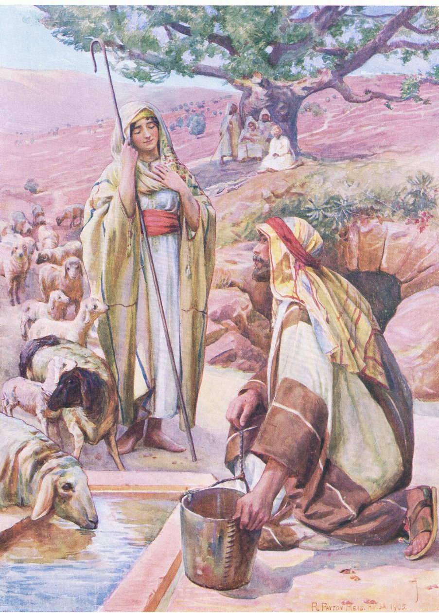 Kuyudaki Rachel, Thomas Nelson tarafından yayınlanan İncil Resimli Kitaptan, c.1950 by Robert Payton Reid