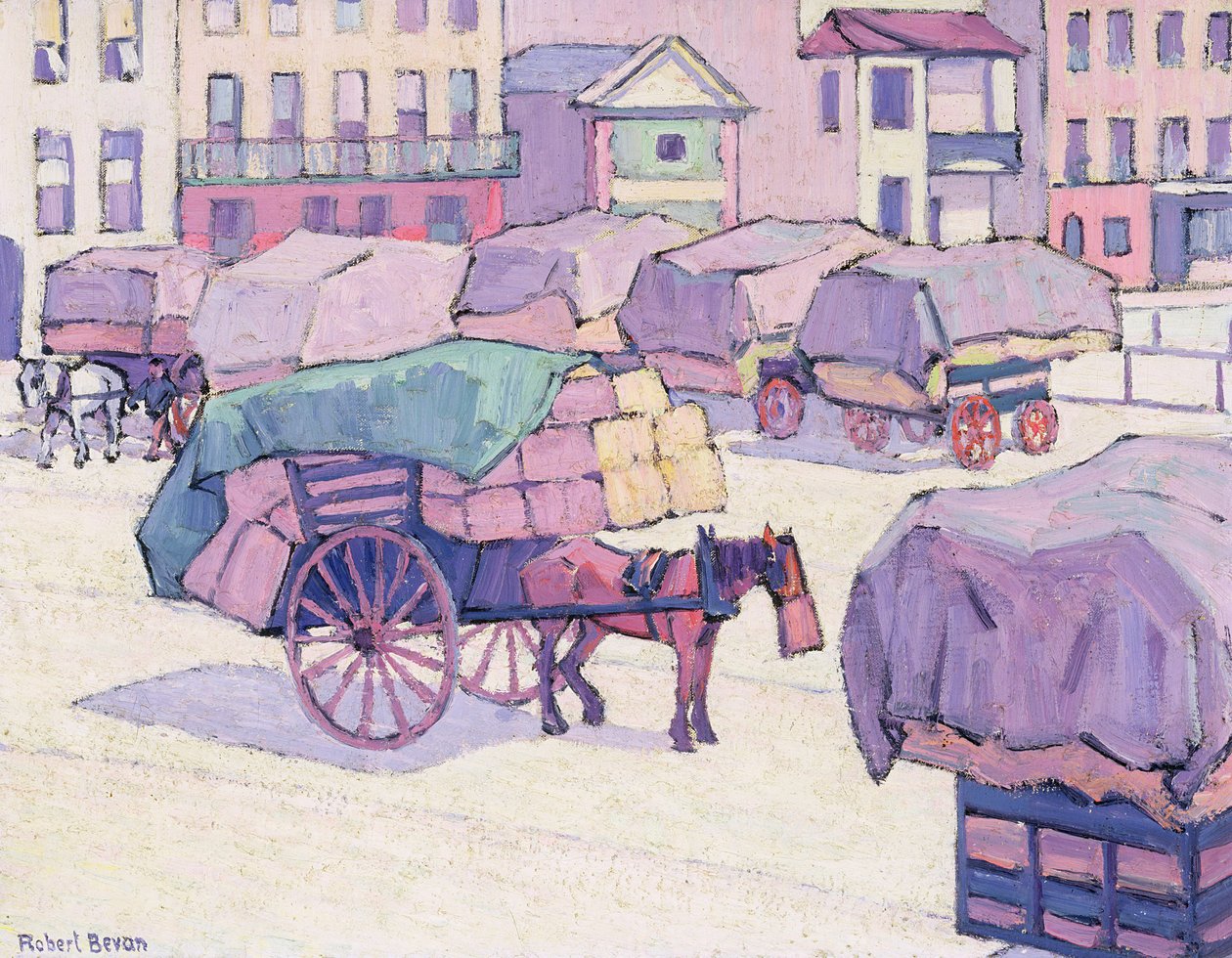Hay Arabaları, Cumberland Pazarı (tuval üzerine yağlı boya) by Robert Polhill Bevan
