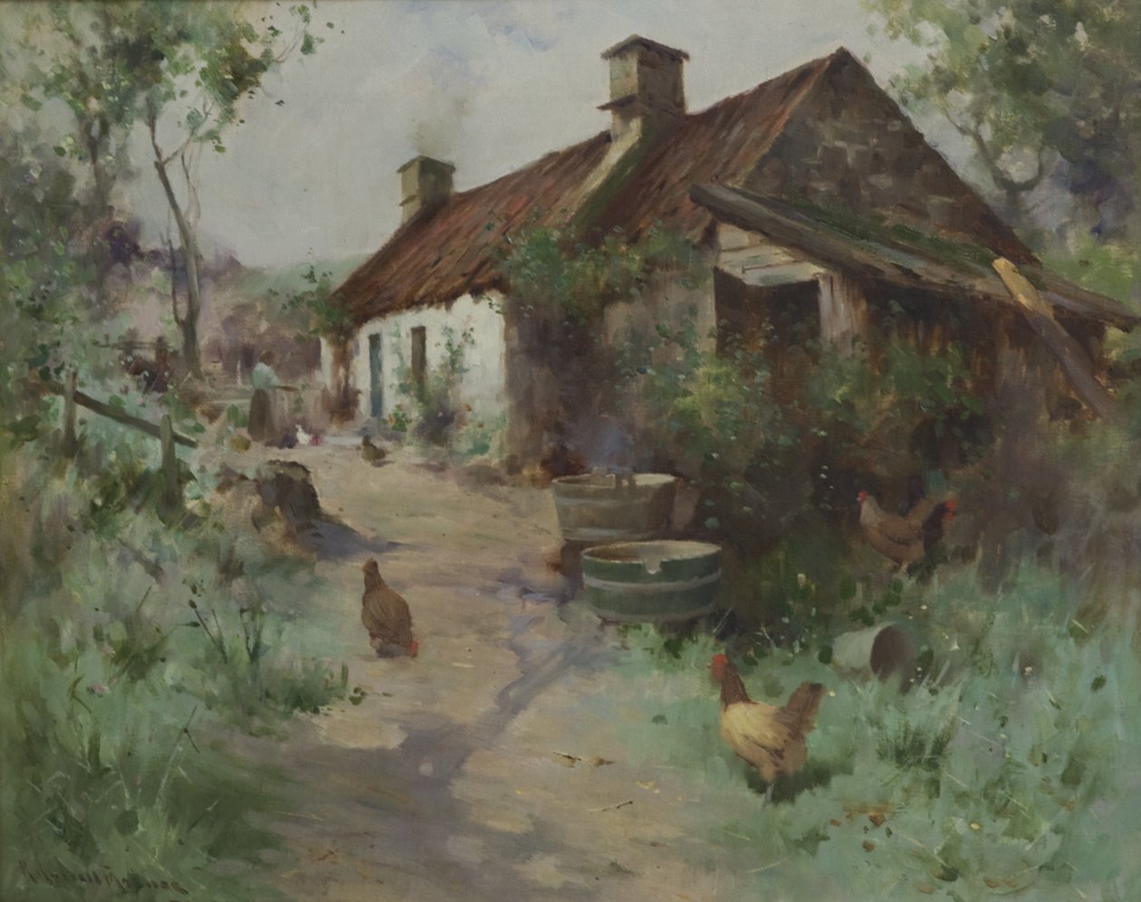 Kümes Hayvanlarıyla Utangaç (tuval üzerine yağlıboya) by Robert Russell MacNee