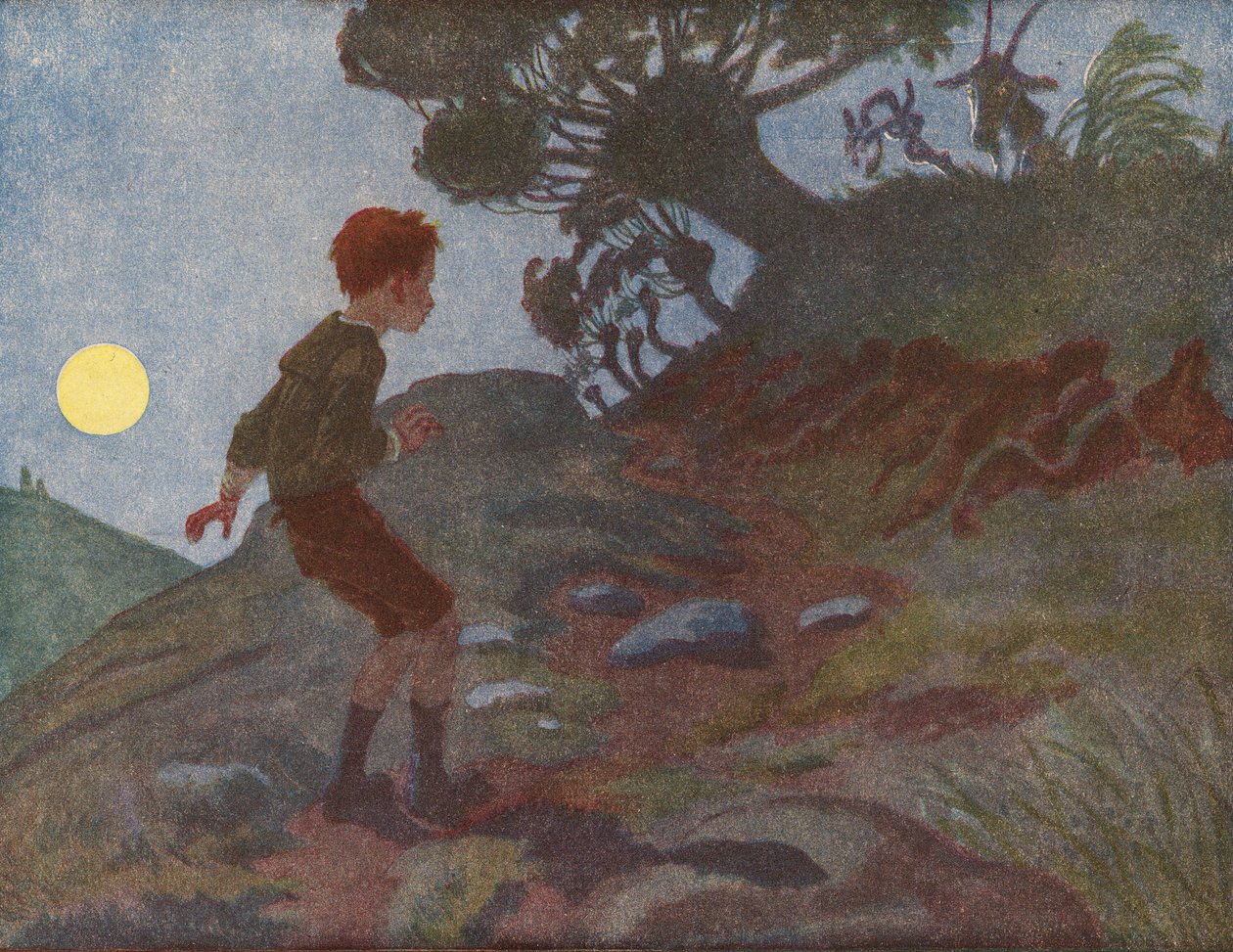 Karanlıktan korkan bir çocuk (renkli lito) by Robert Salles