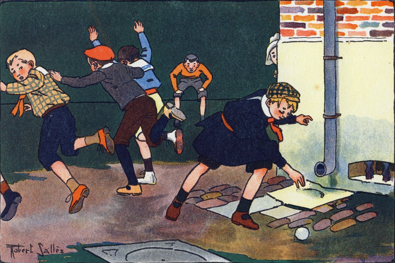 Duvara kurşun. Gravür “” Ne oynuyoruz? Robert Salles (1871-1929) tarafından suluboya çizimleri ile E. Weber tarafından “”. Kütüphane Garnier Freres, Paris by Robert Salles