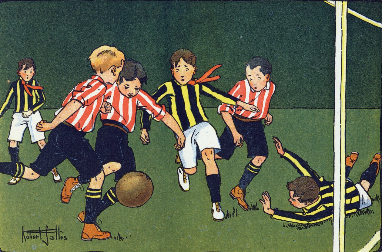 Futbol. Gravür “” Ne oynuyoruz? Robert Salles (1871-1929) tarafından suluboya çizimleri ile E. Weber tarafından “”. Kütüphane Garnier Freres, Paris by Robert Salles