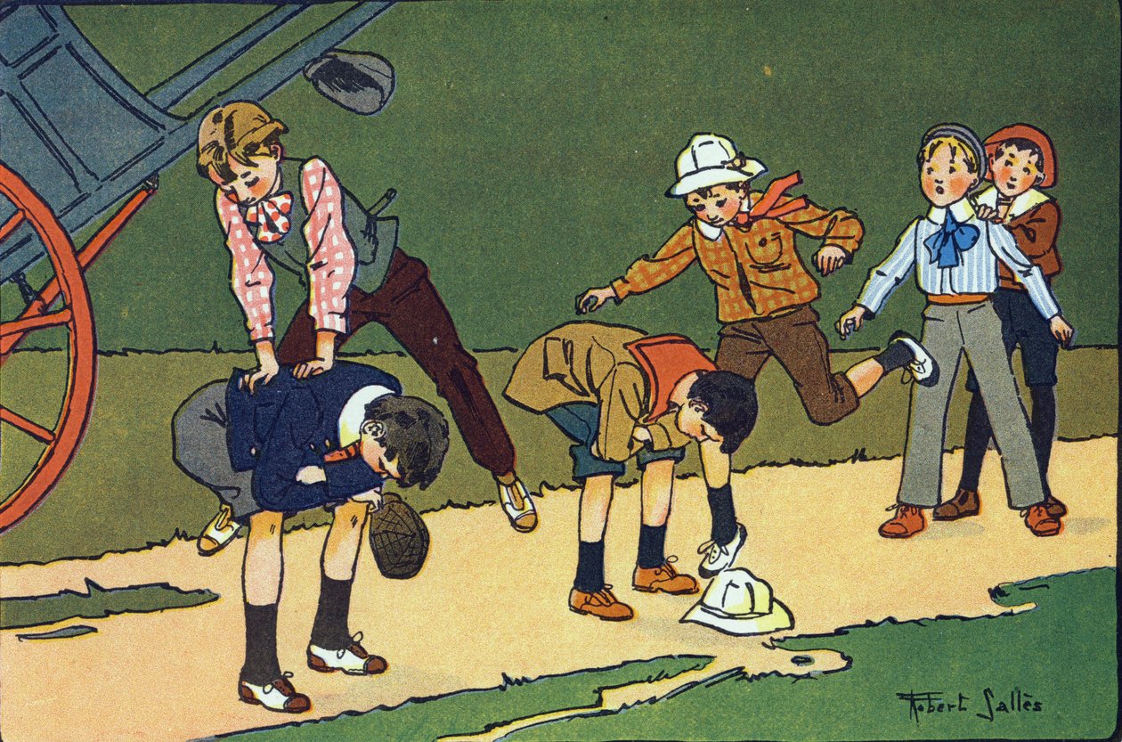 Atla koyun. Gravür “” Ne oynuyoruz? Robert Salles (1871-1929) tarafından suluboya çizimleri ile E. Weber tarafından “”. Kütüphane Garnier Freres, Paris by Robert Salles