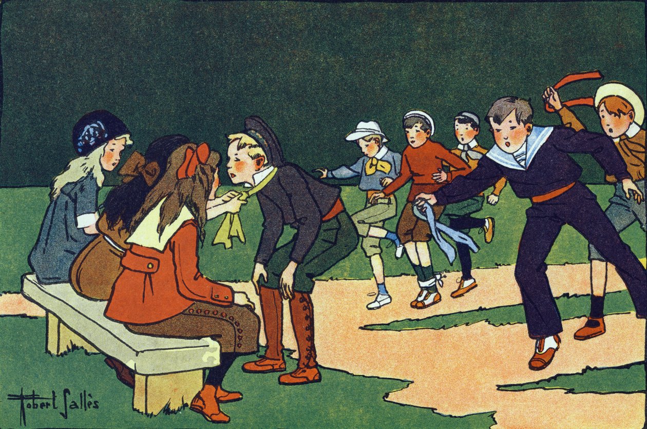 Gymkhana (hakemli bir deneme devresinde kurs). Gravür “” Ne oynuyoruz? Robert Salles (1871-1929) tarafından suluboya çizimleri ile E. Weber tarafından “”. Kütüphane Garnier Freres, Paris by Robert Salles