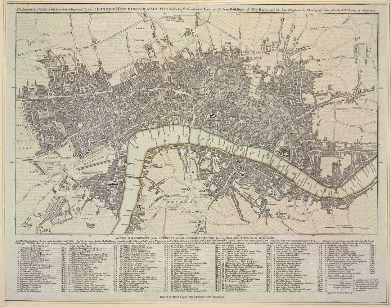 Londra, Westminster ve Southwark planı by Robert Sayer