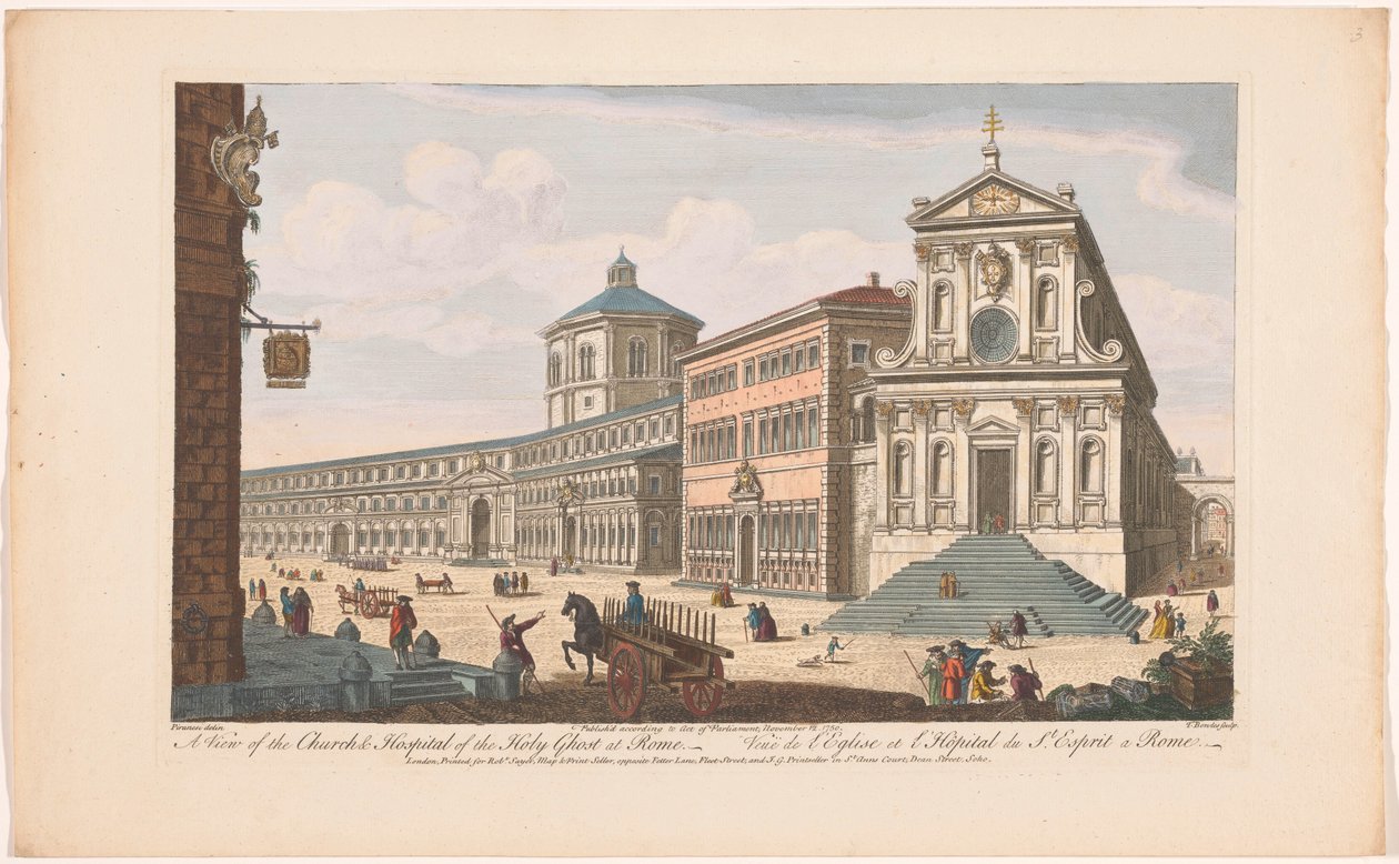 Gezicht op de kerk Santo Spirito, Sassia te Roma