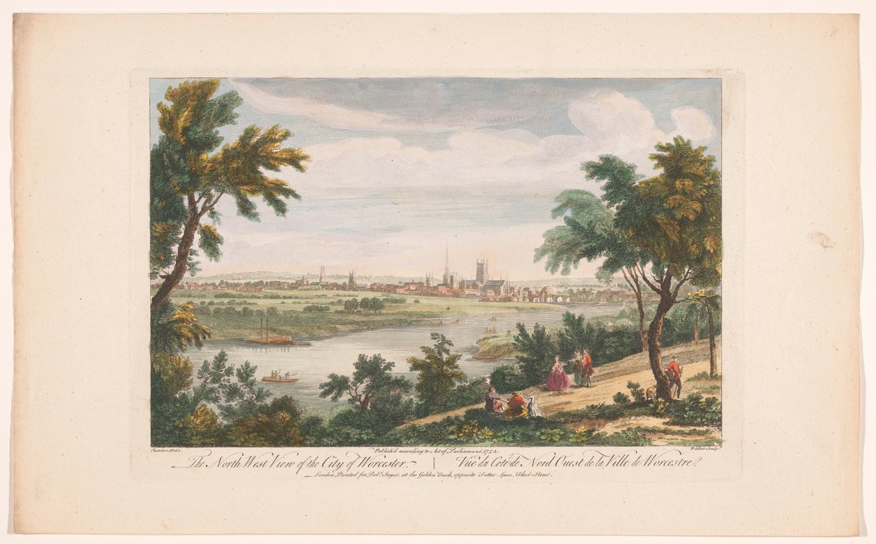 Worcester şehrinin görünümü Worcester şehrinin kuzey batı görünümü (nesne üzerindeki başlık) by Robert Sayer