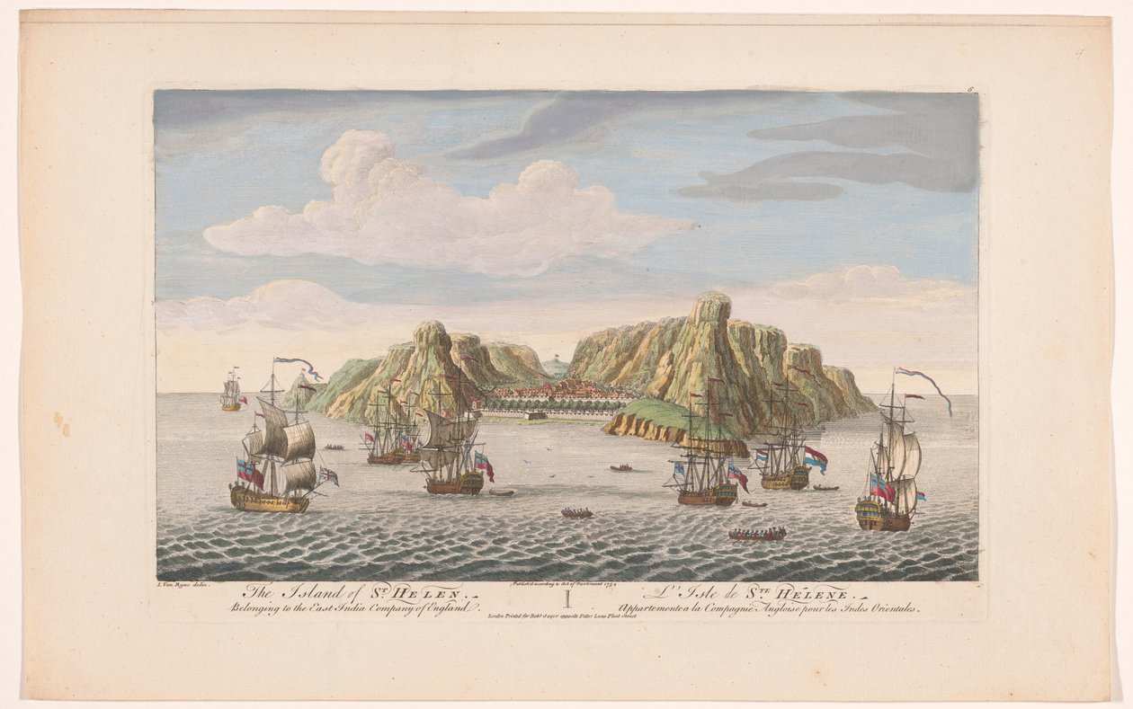 St. Helena adasının görünümü St. Helen adası. İngiltere Doğu Hindistan Şirketi'ne ait (nesne üzerindeki başlık) VOC Yerleşimleri (seri başlığı) by Robert Sayer