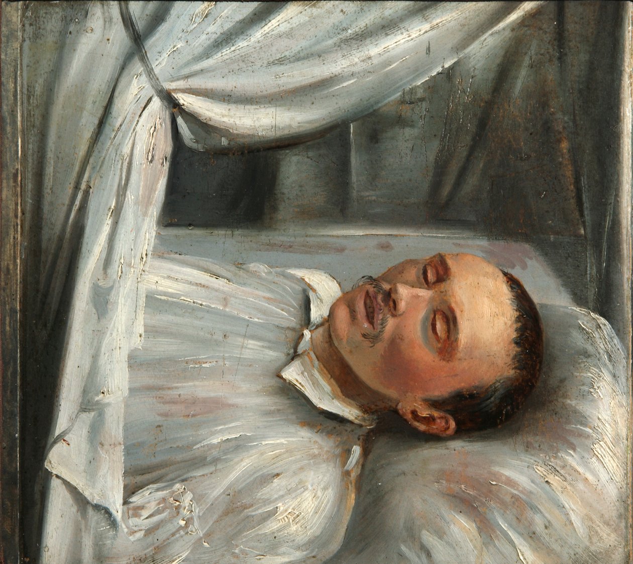 Şair Mikhail Lermontov 1814-1841, ölüm döşeğinde, 1841. by Robert Schwede