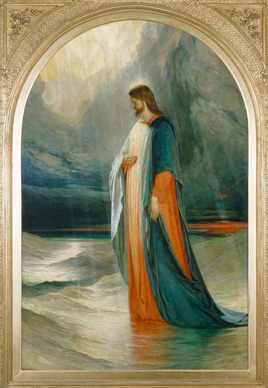 İsa onlara gitti, denizde yürüyor, 19. yüzyıl by Robert Scott Lauder