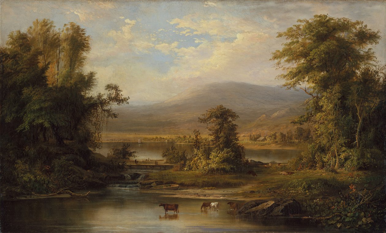 Bir Derede Sulayan İneklerle Manzara, 1871. by Robert Seldon Duncanson