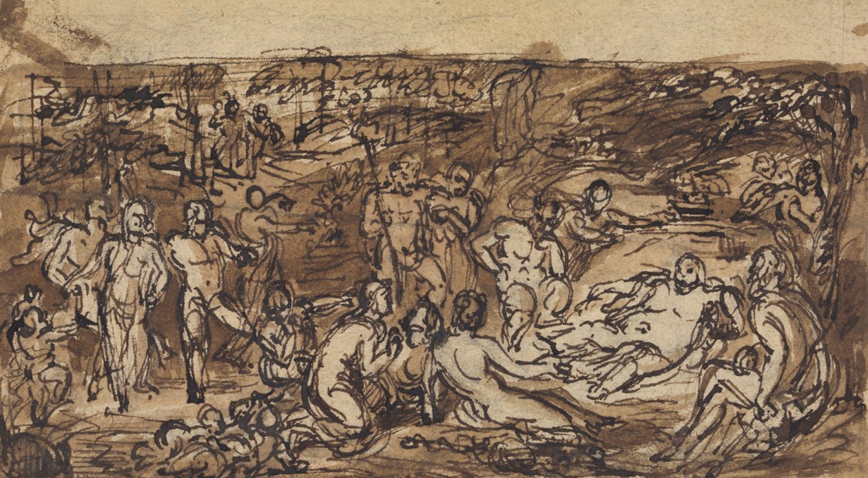 Ormanlık Bir Açıklıkta Bir Grup İnsan Figür Çalışmaları by Robert Smirke