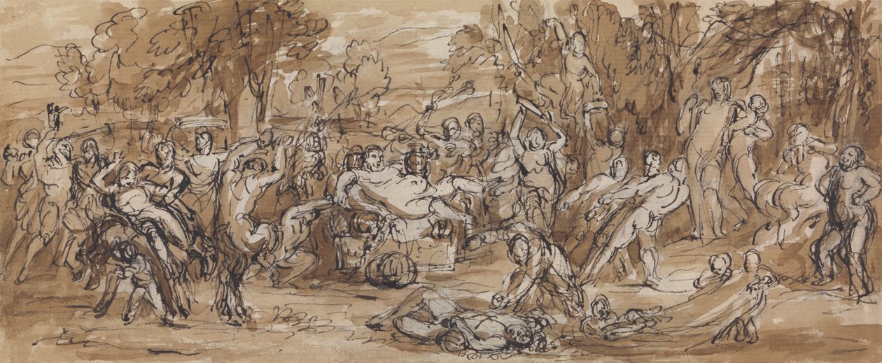 Ormanlık Bir Manzarada Bir Bacchanalia Kutlamasının Figür Çalışması by Robert Smirke