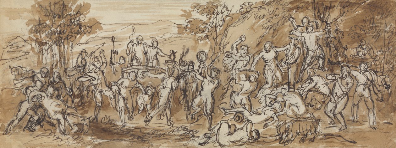 Ormanlık Bir Manzarada Bir Bacchanalia Kutlamasının Figür Çalışması by Robert Smirke