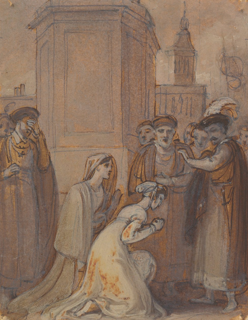 Isabella ve Mariana Dük'ün Önünde Diz Çöküyor by Robert Smirke